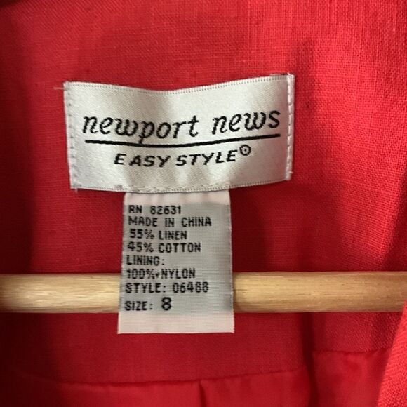 red linen coat vintage blazer coat jacket women's size 8 Newport News - Picture 8 of 8